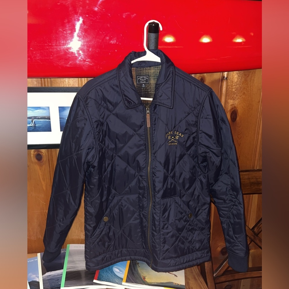 Dark Seas Flannel Lined Puffer Jacket, Men’s Medium, Navy Blue